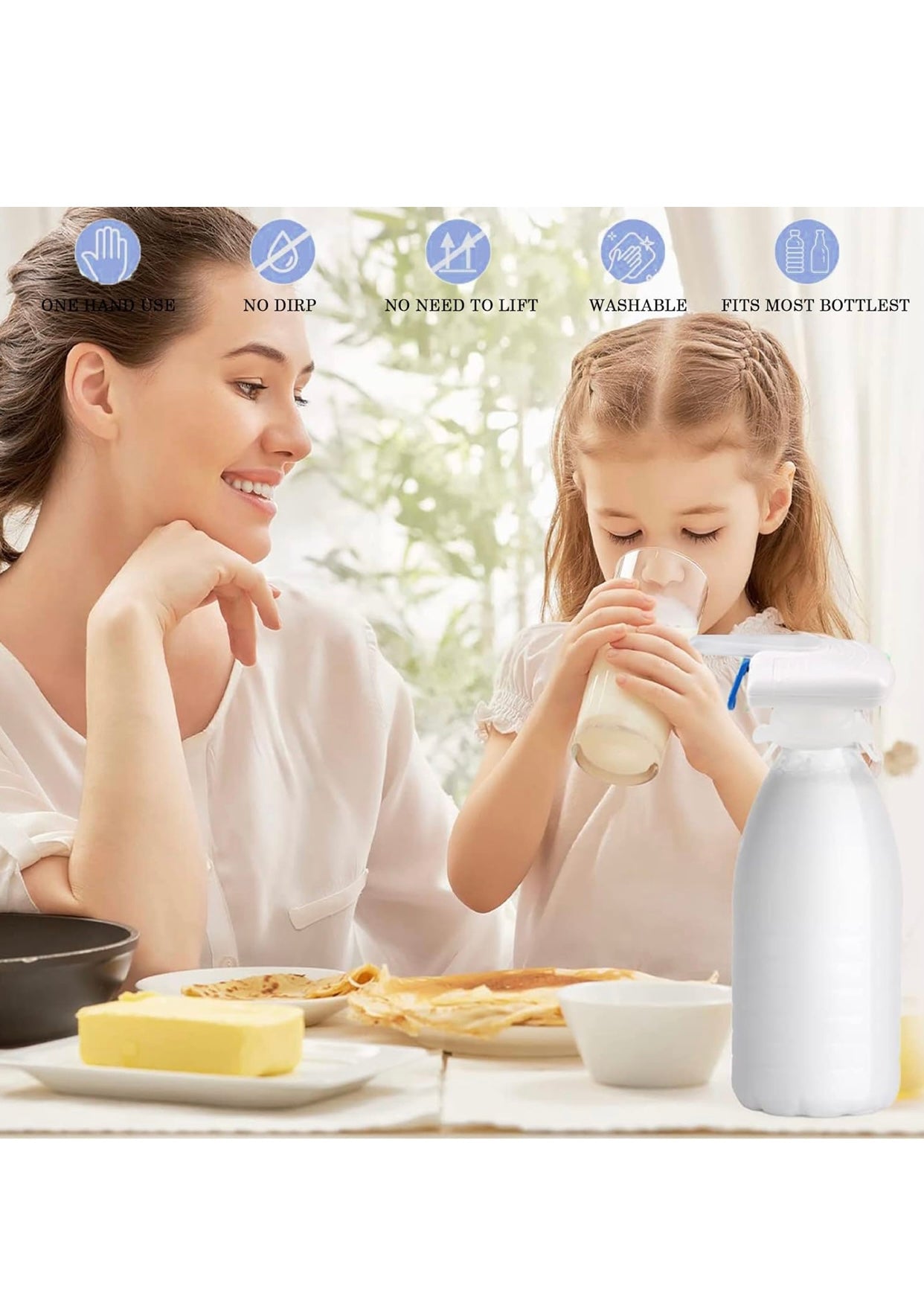 2 Pack Drink Dispenser,Milk Dispenser,Electric Tap,Automatic Drink Dispenser,One-Handed Operation,Can Prevent Milk and Beer From Overflowing,Suitable for Outdoor and Home Kitchens