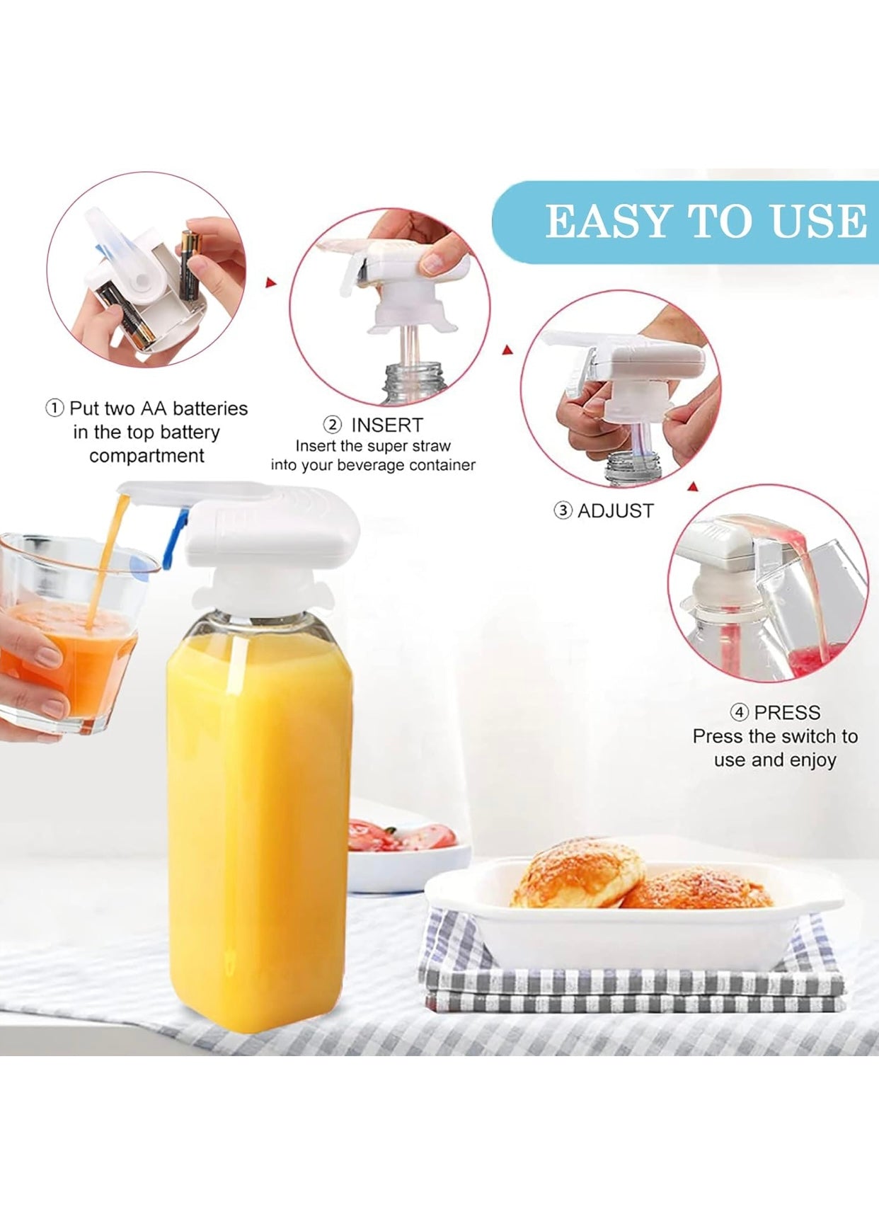 2 Pack Drink Dispenser,Milk Dispenser,Electric Tap,Automatic Drink Dispenser,One-Handed Operation,Can Prevent Milk and Beer From Overflowing,Suitable for Outdoor and Home Kitchens